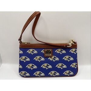 Dooney & Bourke Baltimore Ravens NFL Slim Wristlet Wallet Leather Purse Bag
